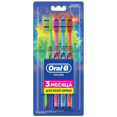 Щетка зубная Орал-би Colors 40 средняя 4шт