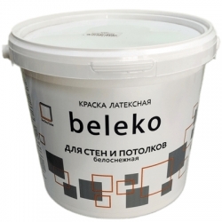 Краска ВД beleko для стен и потолков латексная белоснежная 7кг