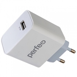 Зарядное устройство PERFEO с разъемом USB, 2.1А, белый (I4643)
