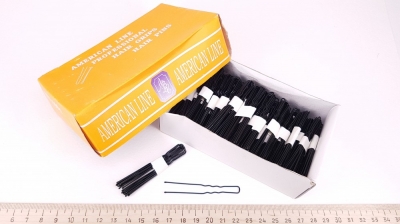 Шпильки для волос 6 см (в коробке) черные, в связке 10шт, цена за связку
