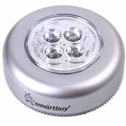 Фонарь светодиодный PUSH LIGHT 4LED Smartbuy 3AAA, серебр. (SBF-831-S)