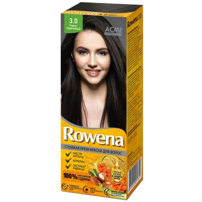Краска-крем для волос стойкая Rowena № 3.0 Темно-коричневый