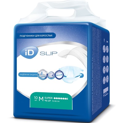 Подгузники для взрослых ID Slip M 10шт Синяя пачка (7,5к)