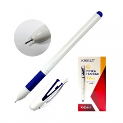 Ручка гелевая синяя KWELT 0,5мм резин держатель К-03111