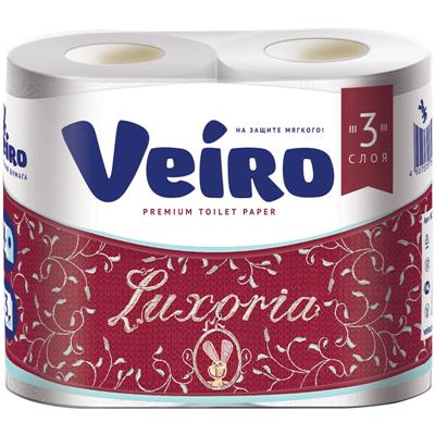 Туалетная бумага белая Veiro Luxoria 4шт 3 слоя